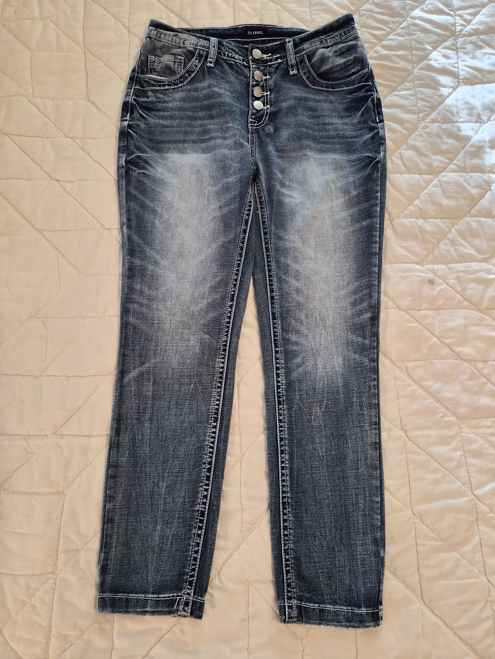 Flamingo Faded Denim- 4 Button Jeans- Size S